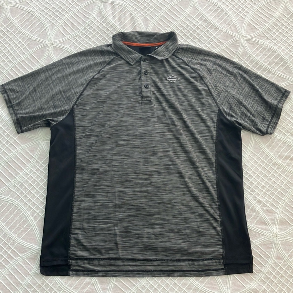 Harley-Davidson Men’s Black and Gray Athletic Polo